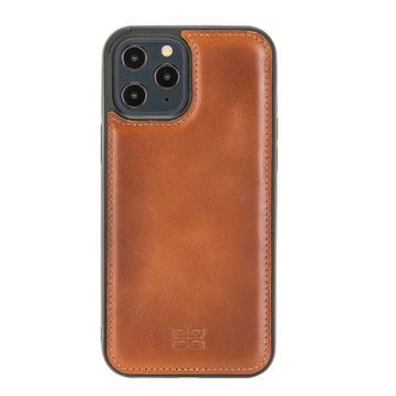 Bouletta RST2EF Taba Apple iPhone 12 Pro Max Uyumlu Deri Arka Kapak