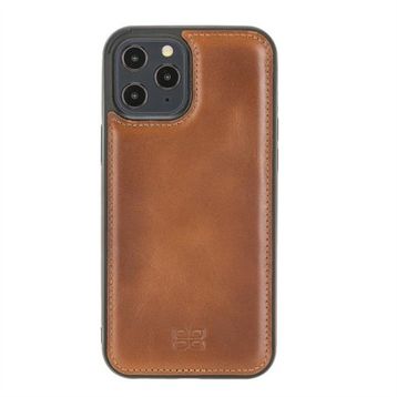 Bouletta RST2EF Taba Apple iPhone 12 Pro Max Uyumlu Deri Arka Kapak