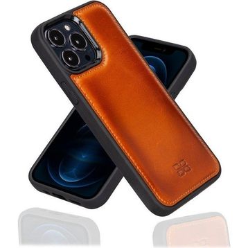 Bouletta RST2EF Taba Apple iPhone 13 Pro Max Uyumlu Deri Arka Kapak