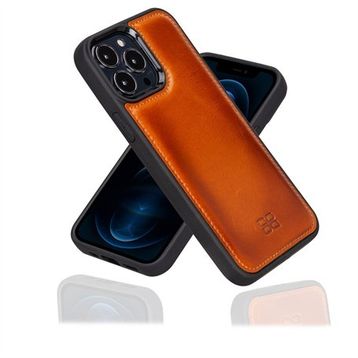 Bouletta RST2EF Taba Apple iPhone 13 Pro Max Uyumlu Deri Arka Kapak
