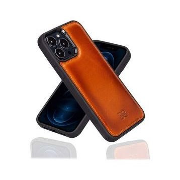 Bouletta RST2EF Taba Apple iPhone 13 Pro Max Uyumlu Deri Arka Kapak