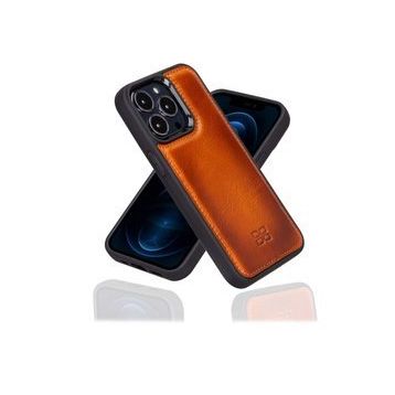 Bouletta RST2EF Taba Apple iPhone 13 Pro Uyumlu Deri Arka Kapak