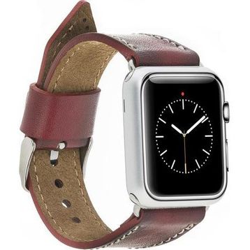 Bouletta SM25 Apple Watch 42-44-45 mm Bordo Uyumlu Deri Kordon