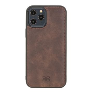 Bouletta TN03 Apple iPhone 12 Pro Max Uyumlu Deri Koyu Kahve Cep Telefonu Arka Kapak