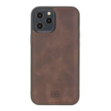 Bouletta TN03 Apple iPhone 12 Pro Max Uyumlu Deri Koyu Kahve Cep Telefonu Arka Kapak