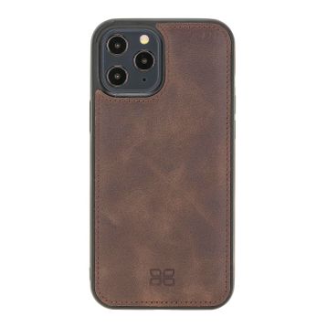 Bouletta TN03 Apple iPhone 12 Pro Max Uyumlu Deri Koyu Kahve Cep Telefonu Arka Kapak