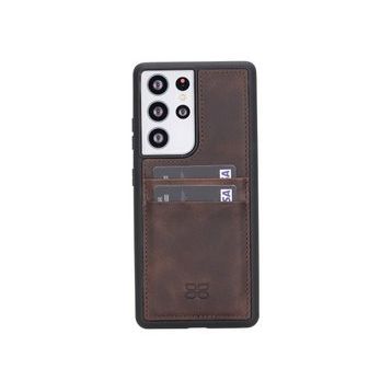 Bouletta TN03 Kahverengi Samsung Galaxy S21 Ultra Uyumlu Deri Kartlıklı Arka Kapak