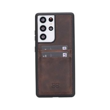 Bouletta TN03 Kahverengi Samsung Galaxy S21 Ultra Uyumlu Deri Kartlıklı Arka Kapak