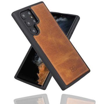 Bouletta TN11 Taba Samsung Galaxy S22 Ultra Uyumlu Deri Arka Kapak