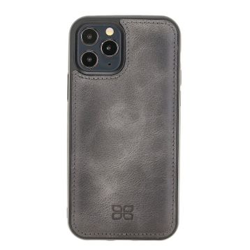 Bouletta TN18EF Gri Apple iPhone 12 Pro Max Uyumlu Deri Arka Kapak