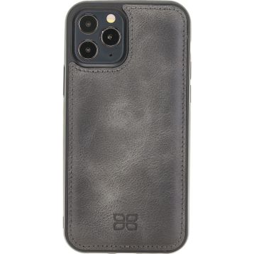 Bouletta TN18EF Gri Apple iPhone 12 Pro Max Uyumlu Deri Arka Kapak