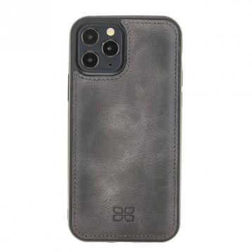 Bouletta TN18EF Gri Apple iPhone 12 Pro Max Uyumlu Deri Arka Kapak