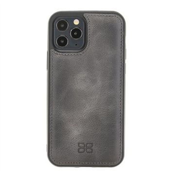 Bouletta TN18EF Gri Apple iPhone 12 Pro Max Uyumlu Deri Arka Kapak