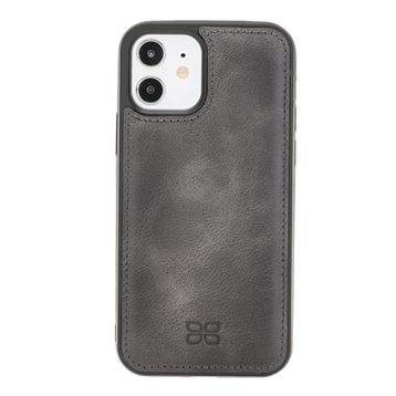Bouletta TN18EF Gri Apple iPhone 12 Uyumlu Deri Arka Kapak