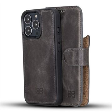 Bouletta TN18EF Gri Apple iPhone 13 Pro Uyumlu Deri Cüzdanlı Kılıf