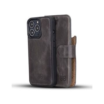 Bouletta TN18EF Gri Apple iPhone 13 Pro Uyumlu Deri Cüzdanlı Kılıf