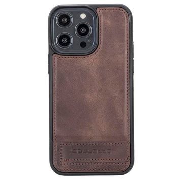 Bouletta TN3 Apple iPhone 14 Pro Max Deri Standlı Kahve Cep Telefonu Arka Kapak