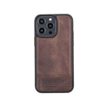 Bouletta TN3 Apple iPhone 14 Pro Max Deri Standlı Kahve Cep Telefonu Arka Kapak