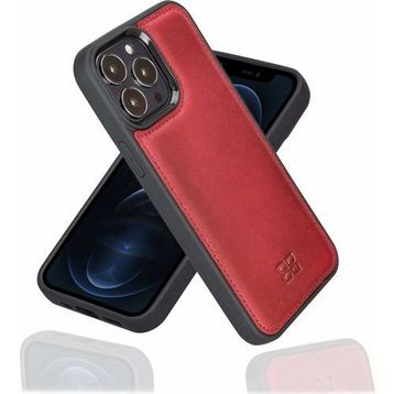 Bouletta V4EF Kırmızı Apple iPhone 13 Pro Max Uyumlu Deri Arka Kapak