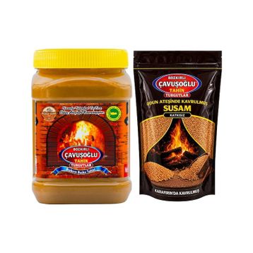 Bozkırlı Çavuşoğlu 930 gr Kepekli Bozkır Tahini + Odun Ateşinde 1 kg Kavrulmuş Susam