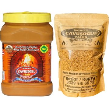 Bozkırlı Çavuşoğlu 930 gr Kepekli Bozkır Tahini + Odun Ateşinde 1 kg Kavrulmuş Susam