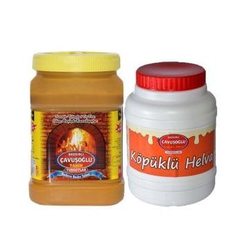 Bozkırlı Çavuşoğlu 930 gr Odun Ateşinde Kepeksiz Bozkır Tahini + 930 gr Köpüklü Helva