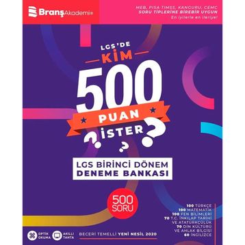 Branş Akademi Yayınları 8. Sınıf LGS'de İlk Dönem Kim 500 Puan İster Deneme Bankası