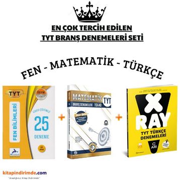 Branş Denenemeleri 3'lü Seti - Paraf Yayınları TYT Fen Bilimleri Tamamı Çözümlü 25 Denemesi + Bilgi Sarmal Yayınları TYT Matematik 15 x 40 Branş Denemeleri + Arı Yayınları X Ray Tyt Türkçe Denemeleri