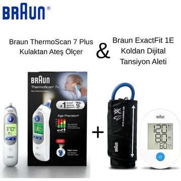 Braun ExactFit 1E Koldan Tansiyon Ölçer + ThermoScan 7 Plus Kulaktan Ateş Ölçer