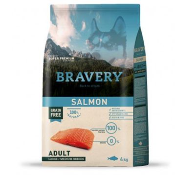 Bravery 4 kg Orta ve Büyük Irk Somonlu Tahılsız Yetişkin Köpek Maması