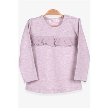 Breeze Bej Melanj 1-4 Yaş Uzun Kollu Güpürlü Kız Çocuk T-shirt