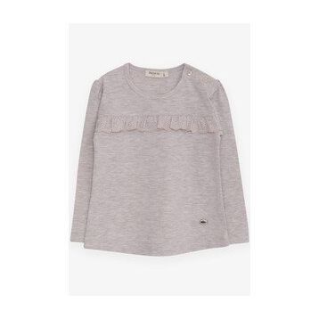 Breeze Bej Melanj 1-4 Yaş Uzun Kollu Güpürlü Kız Çocuk T-shirt