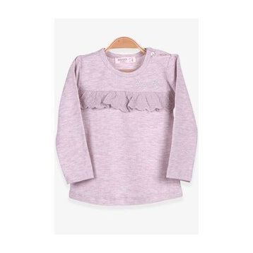 Breeze Bej Melanj 1-4 Yaş Uzun Kollu Güpürlü Kız Çocuk T-shirt