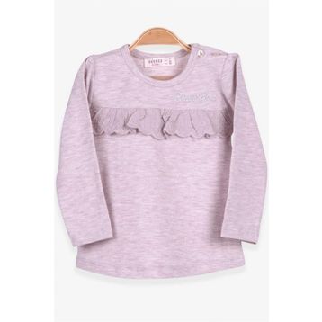 Breeze Bej Melanj 1-4 Yaş Uzun Kollu Güpürlü Kız Çocuk T-shirt