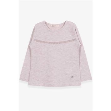 Breeze Bej Melanj 2-6 Yaş Uzun Kollu Güpürlü Kız Çocuk T-shirt