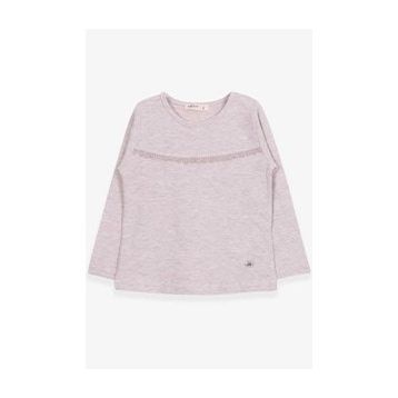 Breeze Bej Melanj 2-6 Yaş Uzun Kollu Güpürlü Kız Çocuk T-shirt