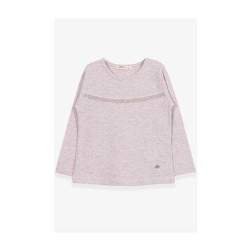 Breeze Bej Melanj 2-6 Yaş Uzun Kollu Güpürlü Kız Çocuk T-shirt