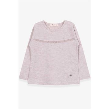 Breeze Bej Melanj 2-6 Yaş Uzun Kollu Güpürlü Kız Çocuk T-shirt