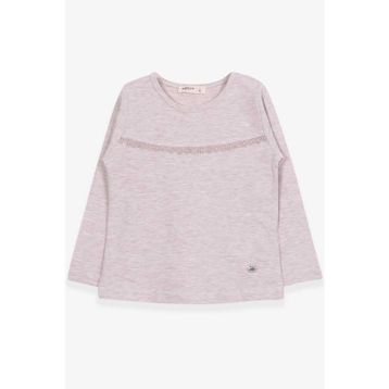 Breeze Bej Melanj 2-6 Yaş Uzun Kollu Güpürlü Kız Çocuk T-shirt