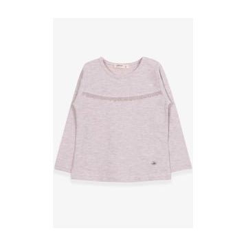 Breeze Bej Melanj 2-6 Yaş Uzun Kollu Güpürlü Kız Çocuk T-shirt