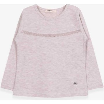 Breeze Bej Melanj 2-6 Yaş Uzun Kollu Güpürlü Kız Çocuk T-shirt