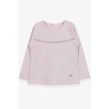 Breeze Bej Melanj 2-6 Yaş Uzun Kollu Güpürlü Kız Çocuk T-shirt
