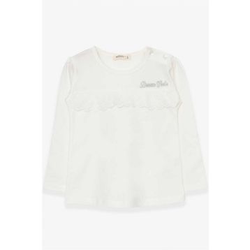 Breeze Ekru 1-4 Yaş Uzun Kollu Güpürlü Kız Çocuk T-shirt