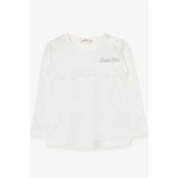 Breeze Ekru 1-4 Yaş Uzun Kollu Güpürlü Kız Çocuk T-shirt