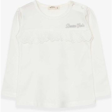 Breeze Ekru 1-4 Yaş Uzun Kollu Güpürlü Kız Çocuk T-shirt