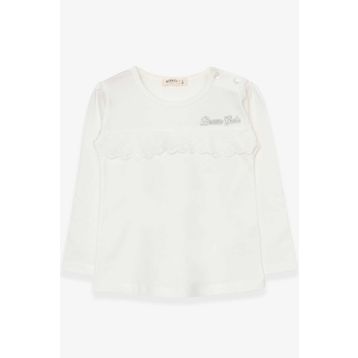 Breeze Ekru 1-4 Yaş Uzun Kollu Güpürlü Kız Çocuk T-shirt