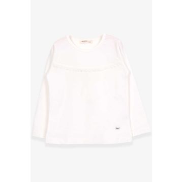 Breeze Ekru 2-6 Yaş Uzun Kollu Güpürlü Kız Çocuk T-shirt
