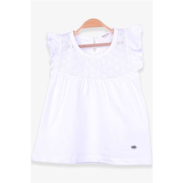 Breeze Ekru 4-8 Yaş Dantelli Kız Çocuk T-shirt