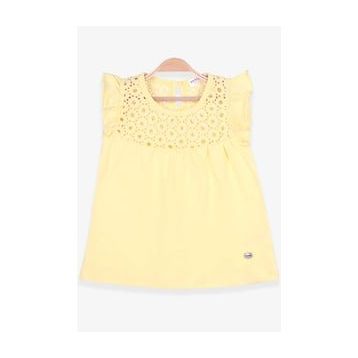 Breeze Ekru 4-8 Yaş Dantelli Kız Çocuk T-shirt