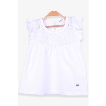 Breeze Ekru 4-8 Yaş Dantelli Kız Çocuk T-shirt